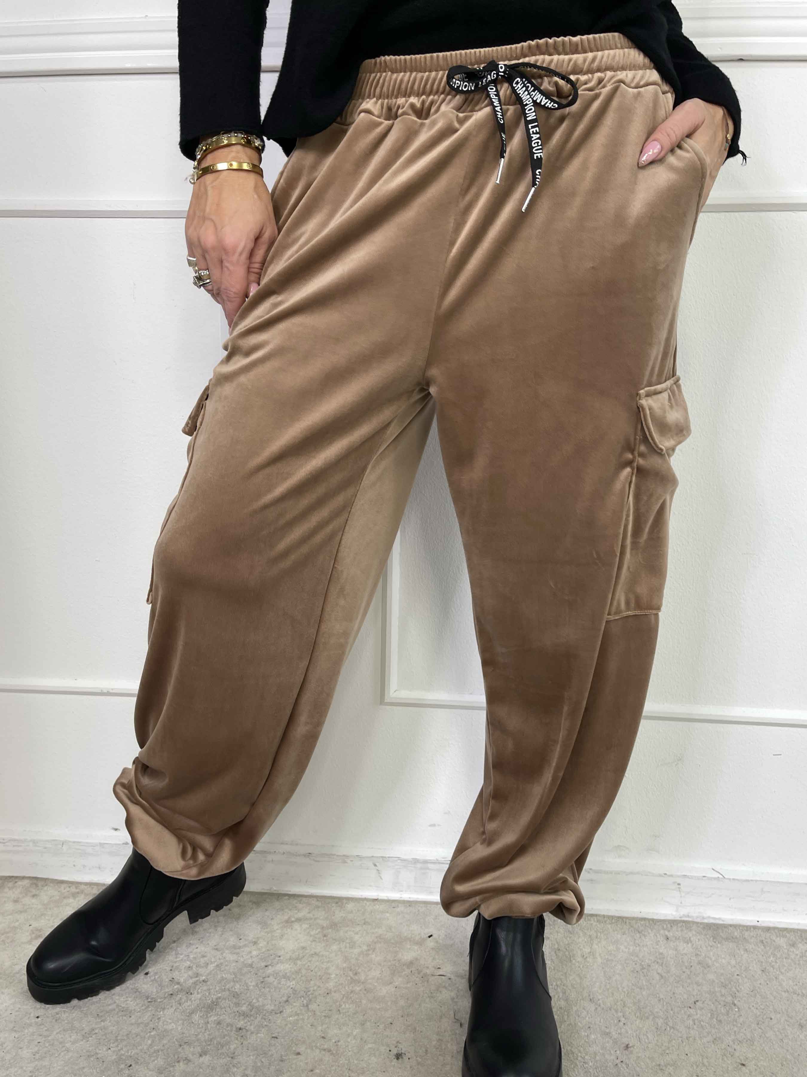Pippa - Mjuka cargobyxor i velour